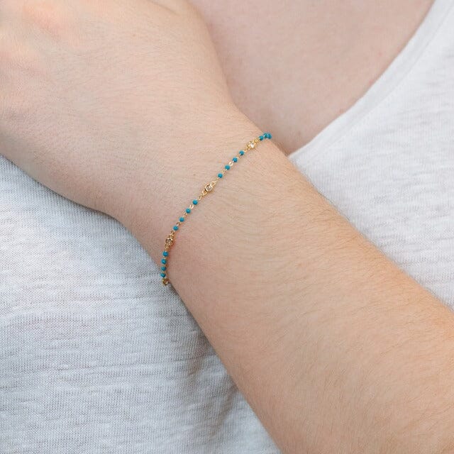 Turquoise Beaded Bezel Bracelet Bracelets athenadesigns