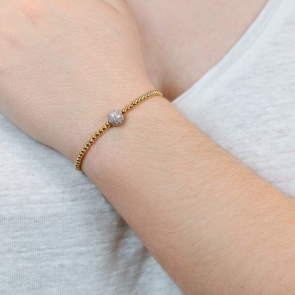 3mm Gold Beads with Metal Disco Ball Bracelets athenadesigns