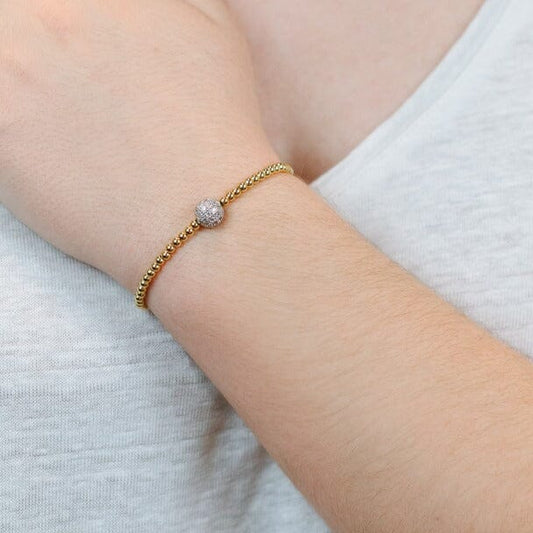 3mm Gold Beads with Metal Disco Ball Bracelets athenadesigns