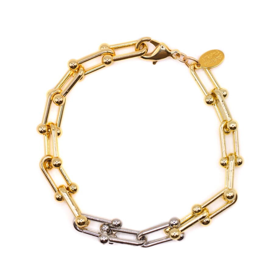 Thick U-Link Two Tone Chain Bracelet Bracelets athenadesigns BGS402M Two Tone