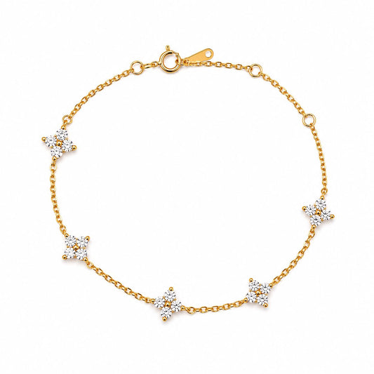Petite CZ Clover Bracelet Bracelets Everful BGSS296 Gold