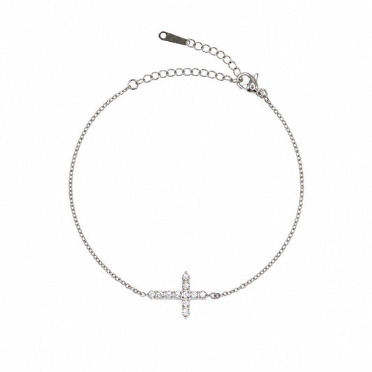 CZ Cross Bracelet Bracelet Hotlife BSST408CR Silver