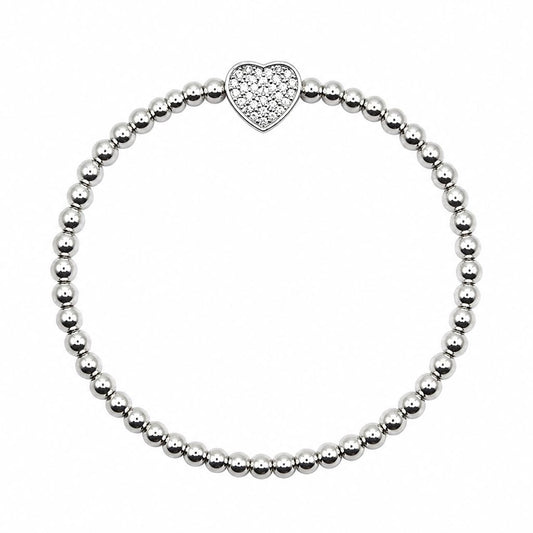 Small Pave Heart Beaded Bracelet Bracelet athenadesigns BS645