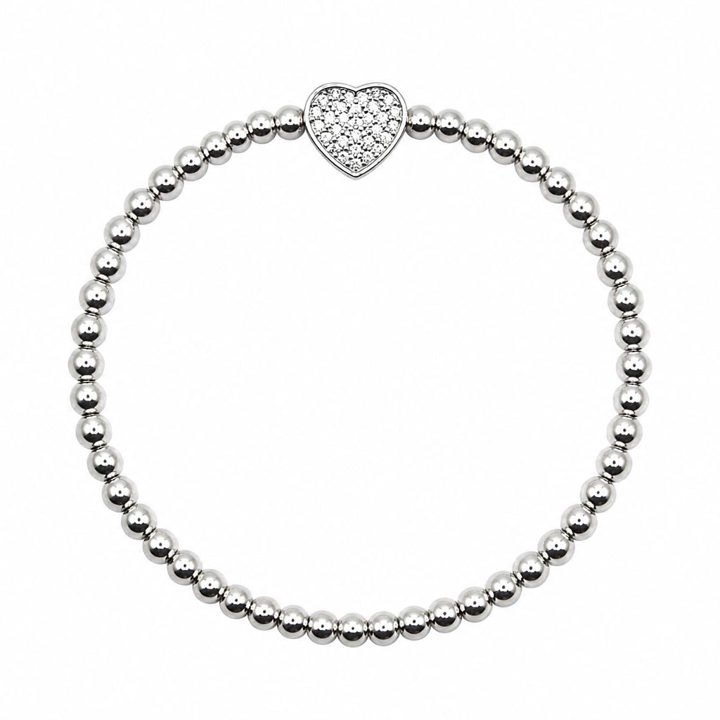 Small Pave Heart Beaded Bracelet Bracelet athenadesigns BS645