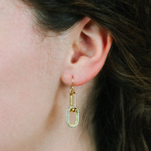 Load image into Gallery viewer, U-Link & Oval CZ Earrings Earrings athenadesigns