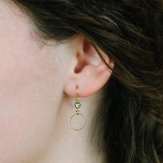 CZ Tiny Heart Round Textured Earrings Earrings athenadesigns