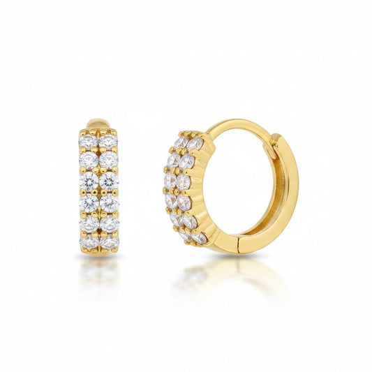 CZ Double Row Huggie Earrings RM EGCZ2648 Gold