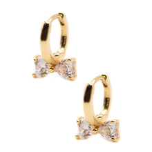 Load image into Gallery viewer, Tiny CZ Bow Huggie Earrings athenadesigns EGHB466 Gold