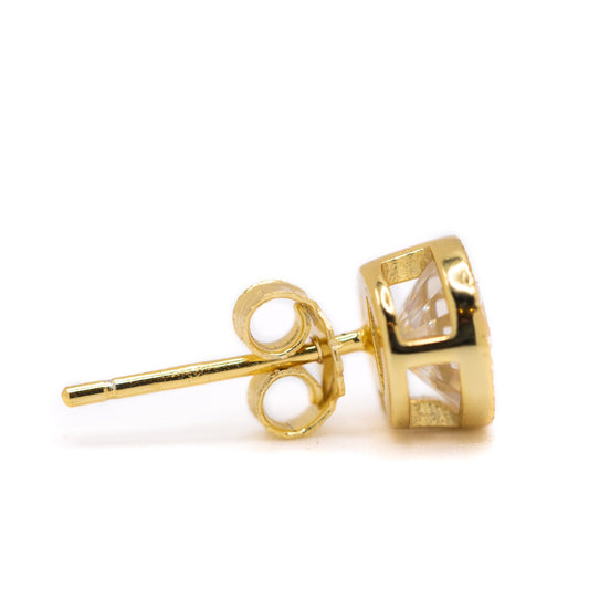 CZ Bezel Stud: 6mm: Gold Vermeil Earrings athenadesigns