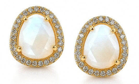 Halo Moonstone Post Earrings Earrings athenadesigns