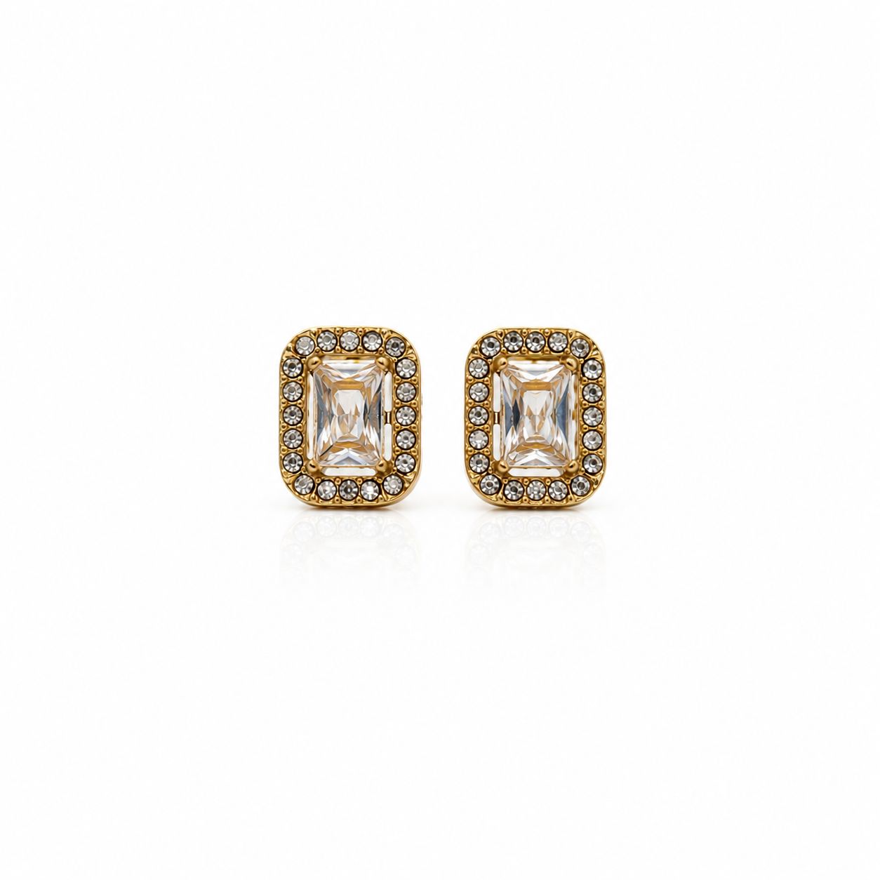 CZ Rectangle Earrings Earrings Hotlife EGP890C Gold