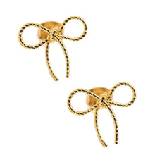 Load image into Gallery viewer, Petite Rope Bow w/Post Earrings athenadesigns EGPB465 Gold