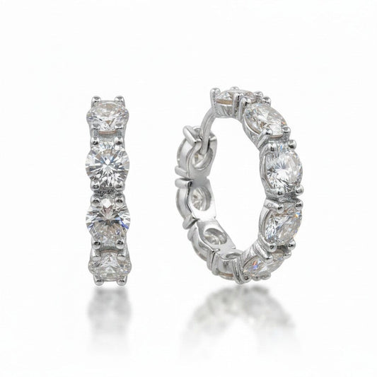 CZ Post Hoop Earrings Earrings athenadesigns EHP564 (Silver)