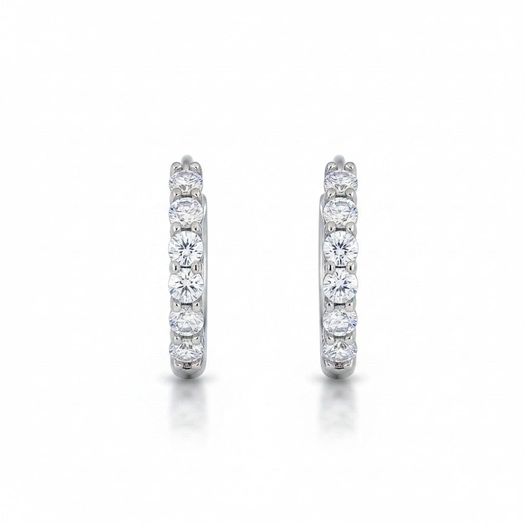 CZ Single Row Huggie Earrings RM ESCZ1648 Silver