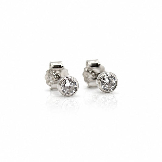 Bezel CZ Stud Earring: 3mm Earrings athenadesigns Silver - ESP465/3