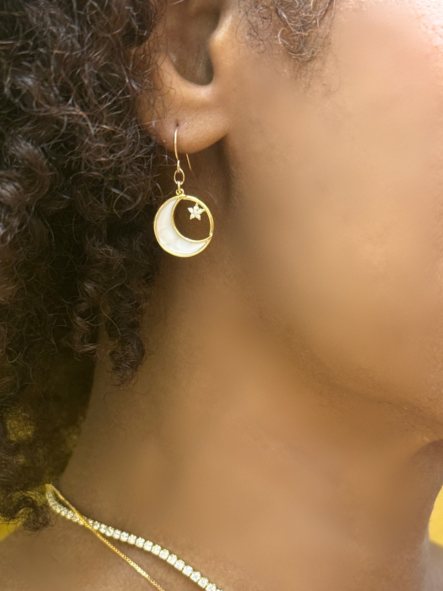 Mother of Pearl: Moon and Star Earrings (EG45MNST) Earrings athenadesigns