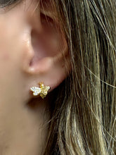 Load image into Gallery viewer, Bee Post Earrings: CZ in Sterling or Vermeil (E_P45BEE) Earrings athenadesigns 
