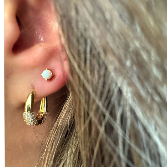 Hoop: Oval Gold Plated and Cz Hoop ((EGH4580) Earrings athenadesigns