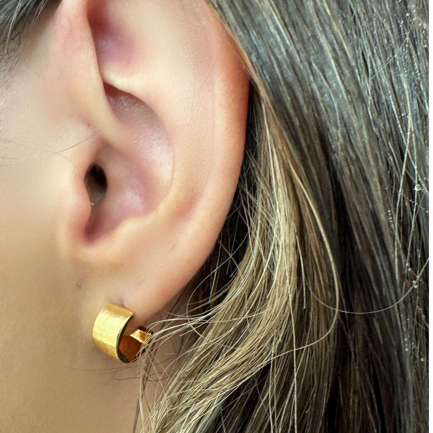 Small Brushed Post Curved Hoop Earring (EGP4064) Earrings athenadesigns