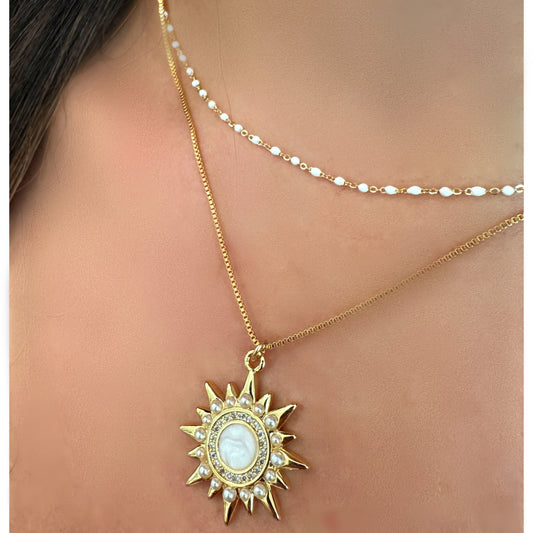 Starburst Pendant With Pearls & CZ (NGCP46035) Necklaces athenadesigns