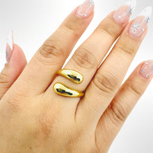 Load image into Gallery viewer, Double Teardrop Adjustable Ring: Gold Plated (RG4008) Rings Athena Designs