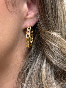 Hoops: Large 18kt Gold Fill Links and CZ (EGHP4085) Earrings athenadesigns 