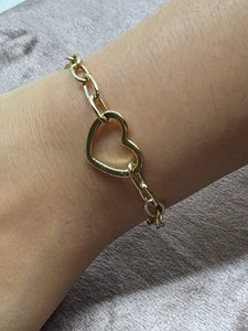 Plated Link Chain with Gold Fill Heart Center (BCG6400) Bracelet athenadesigns 