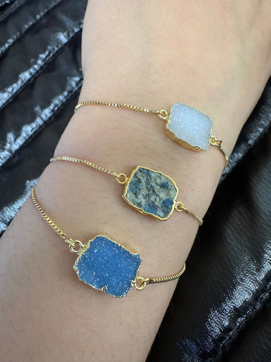 Electroform Stone Pull Bracelet: Blue Druzy (PBT748DZB) Bracelet athenadesigns
