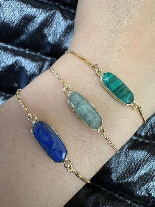 Pull Chain Bracelet: Rectangular Aquamarine (PBT780AQM) Bracelet athenadesigns