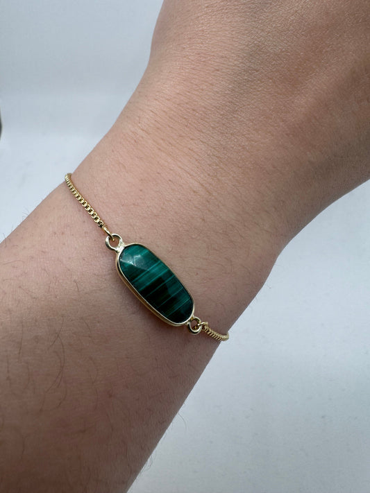 Pull Chain Bracelet: Rectangular Malachite (PBT780MLT) Bracelet athenadesigns