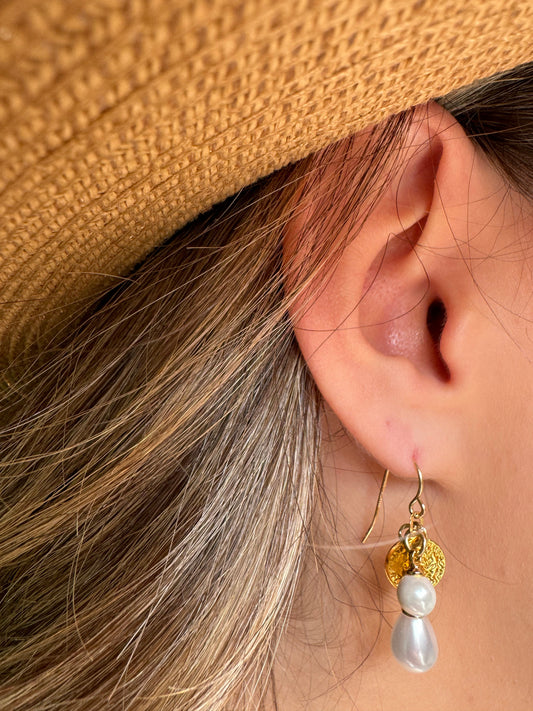 Cluster Earrings: Pearls and Coin Charm (EGCL3834) Earrings athenadesigns
