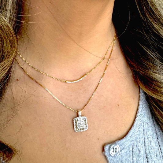 CZ and Gold Vermeil Square/Bar Pendant (NGCP5584) Necklaces athenadesigns