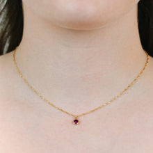 Load image into Gallery viewer, Round Bezel Birthstone Necklace - February Necklaces athenadesigns