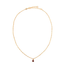 Load image into Gallery viewer, Round Bezel Birthstone Necklace - July Necklaces athenadesigns NBST07RB Ruby Red