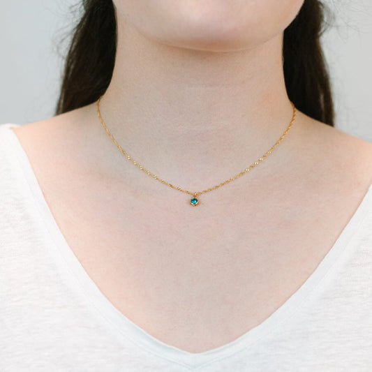 Round Bezel Birthstone Necklace - December Necklaces athenadesigns