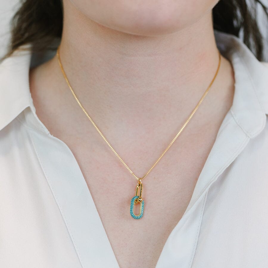 Turquoise CZ Link Necklace Necklaces athenadesigns