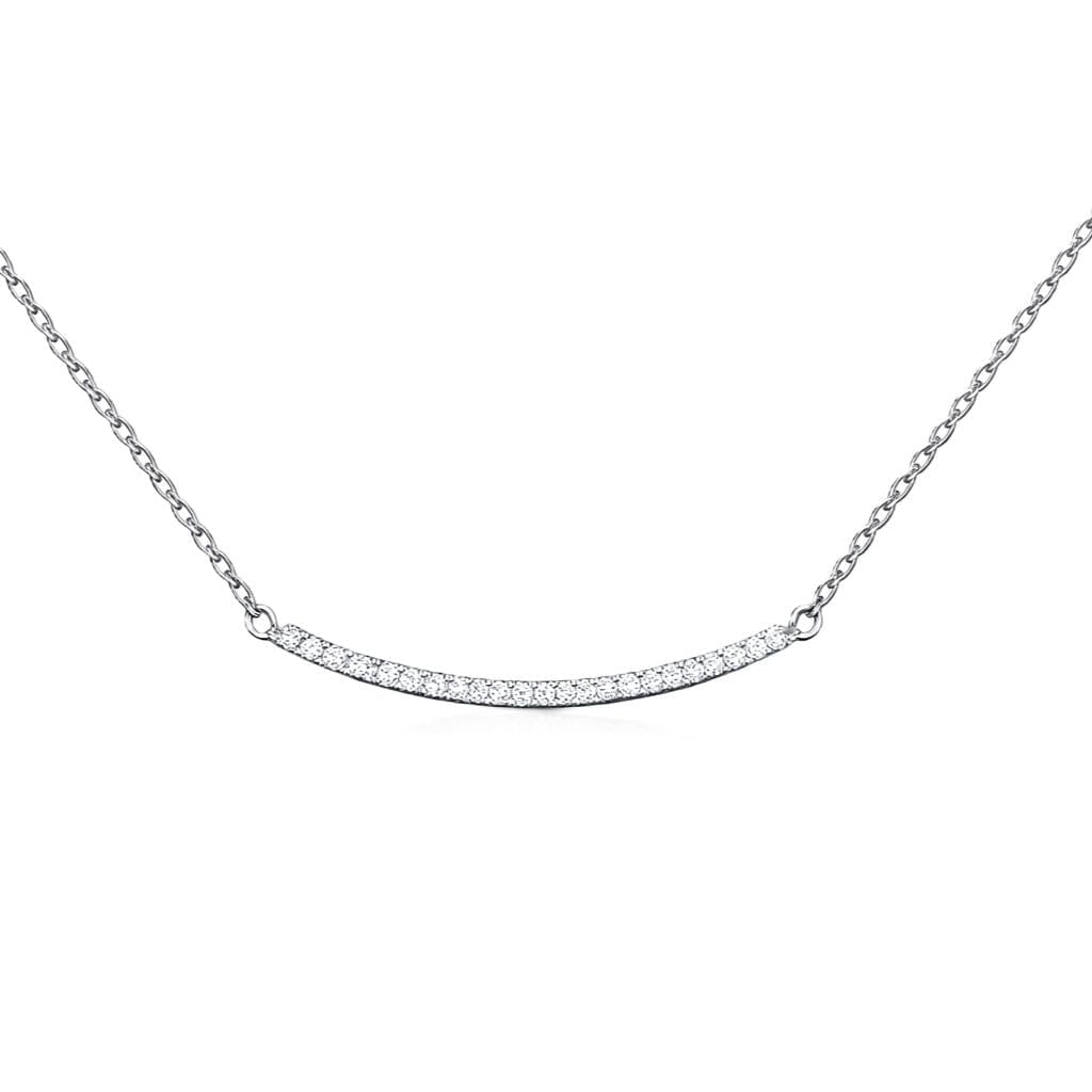 CZ Large Curved Necklace Necklaces Milaa NCS4058L Silver