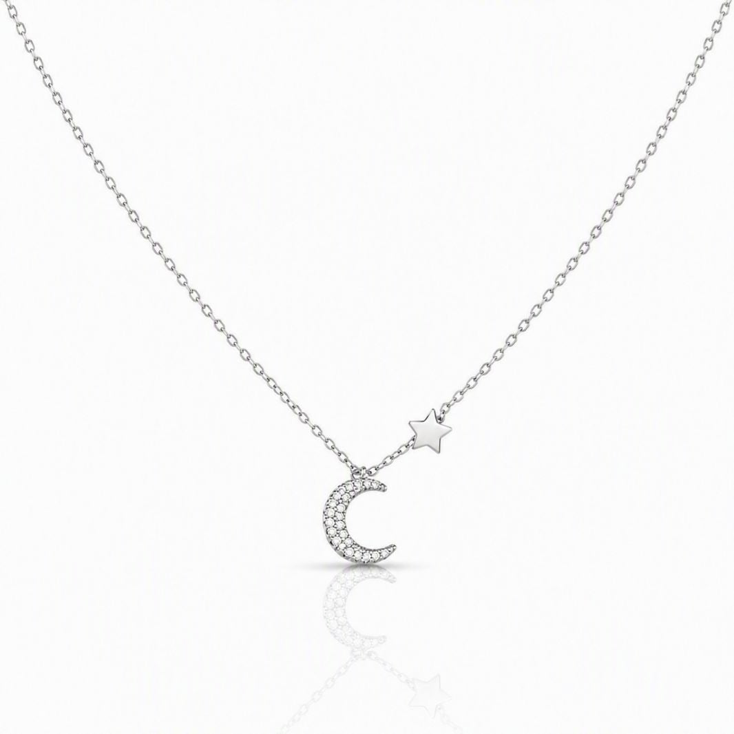 Crystal Moon and Star Necklace: Sterling Necklaces athenadesigns NCS5/MNSTR