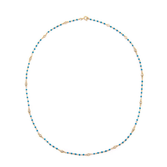 Turquoise Beaded Bezel Necklace Necklaces athenadesigns NGB7004TQ Turquoise