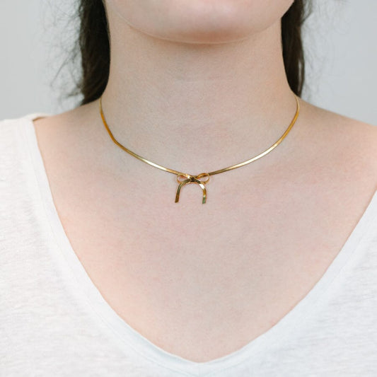 Herringbone Bow Necklace Necklaces athenadesigns