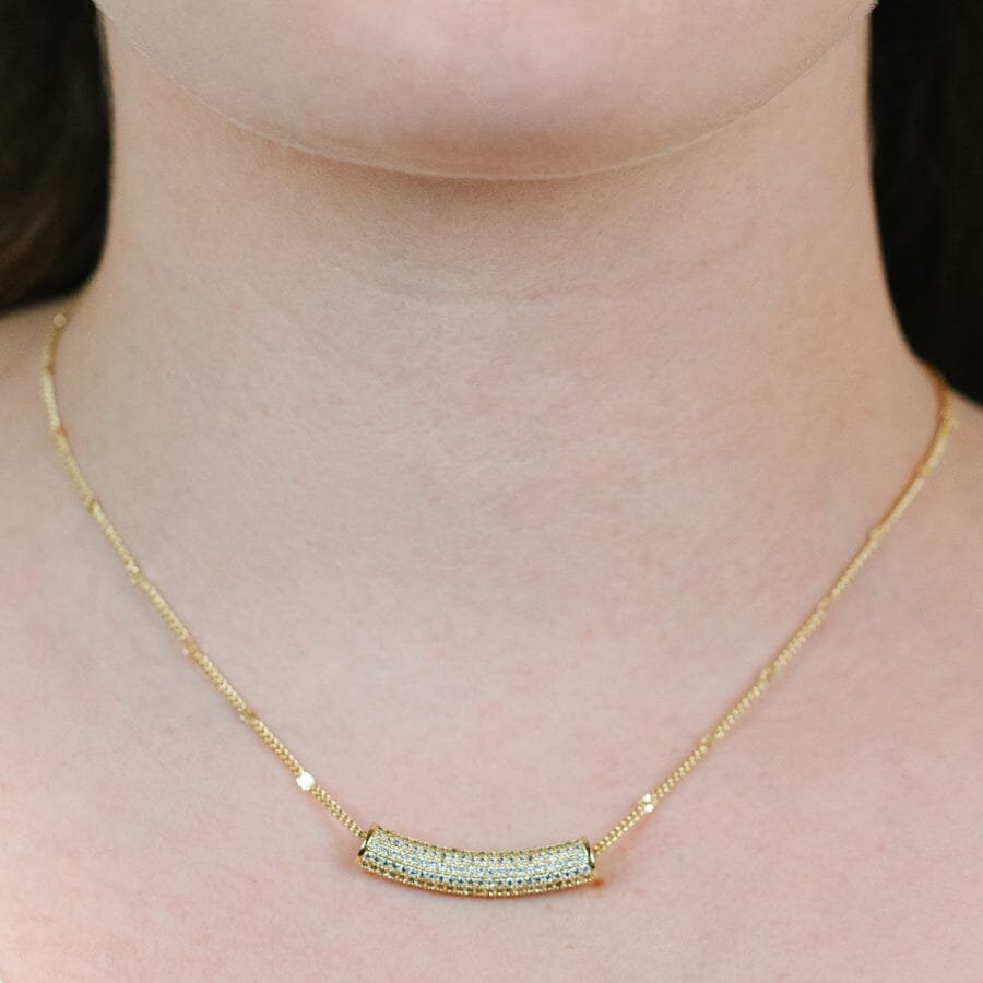 Cz Curved Bead On Starbursts Chain Necklaces athenadesigns