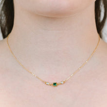 Load image into Gallery viewer, Square Bezel Birthstone Necklace - May Necklaces athenadesigns