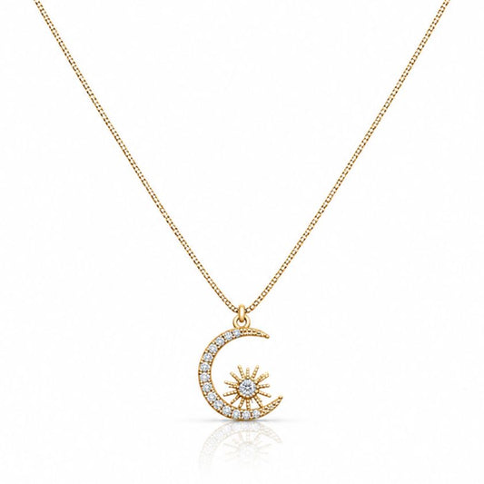 Pave Crescent Moon Necklace Necklaces Athena Designs NGCH45MNSN