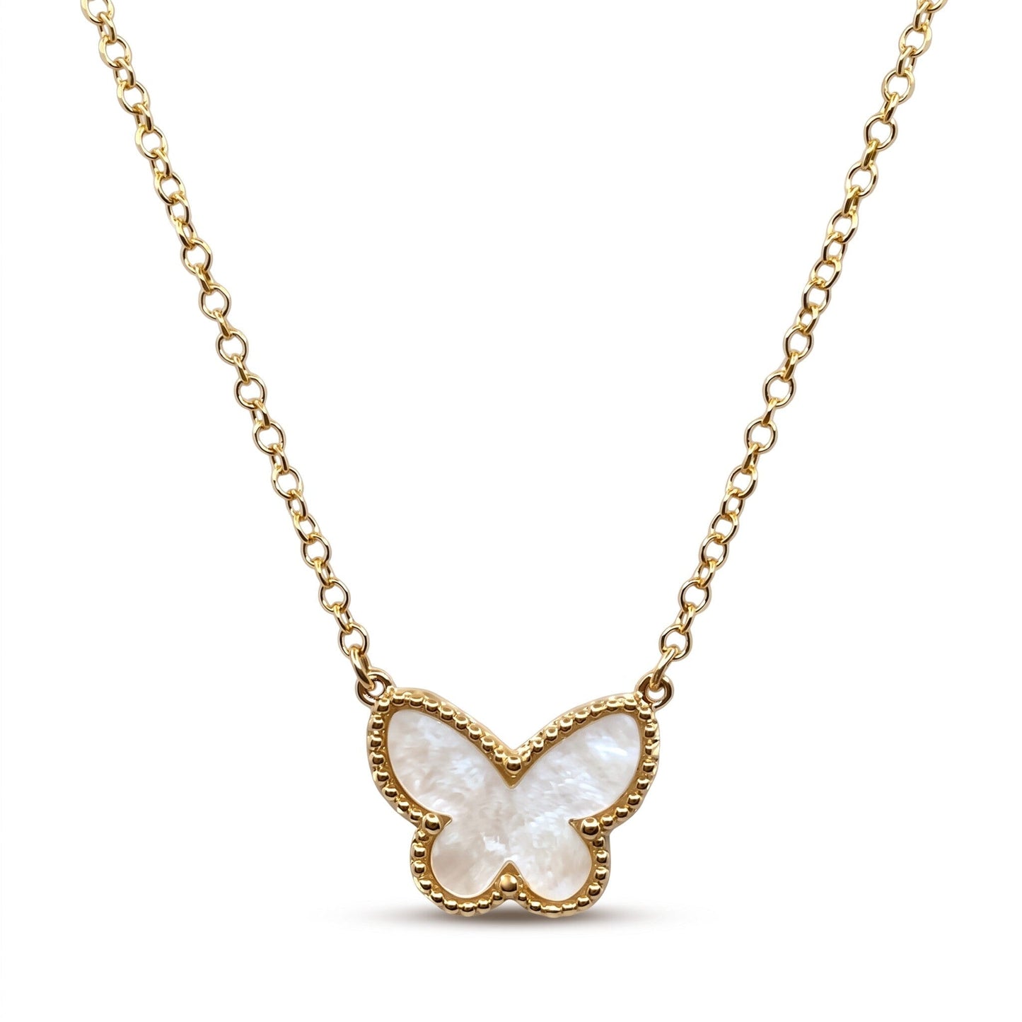 Shell Butterfly Necklace Necklaces athenadesigns NGCH4BFLYW