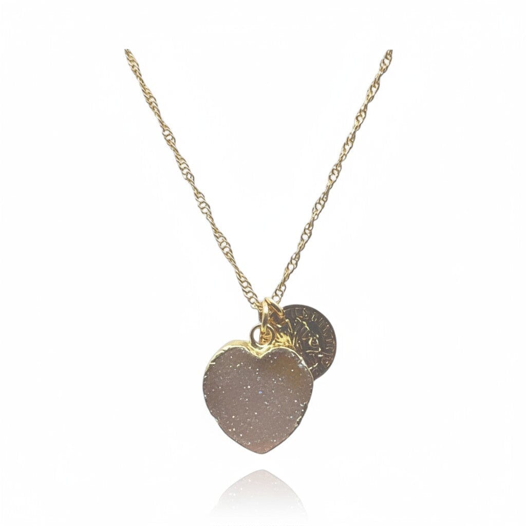 Druzy Heart Necklace: Pink Necklaces athenadesigns NGCH764DZP