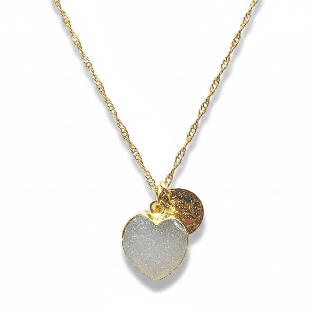 Druzy Heart Necklace: White Necklaces athenadesigns NGCH764DZ