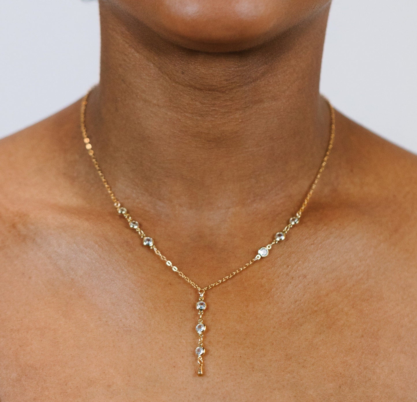 Bezel Stone Lariat Necklace Necklaces athenadesigns