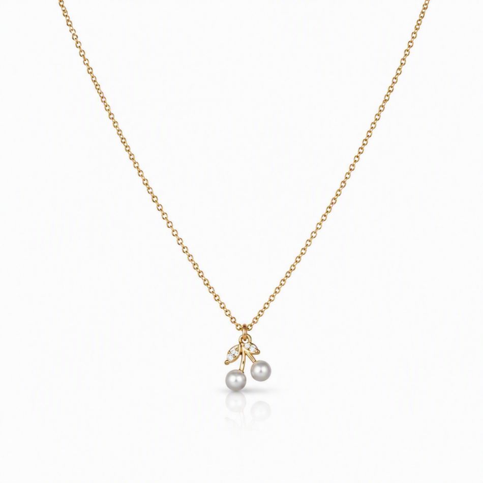 Pearl & CZ 'Cherry' Necklace Necklaces athenadesigns