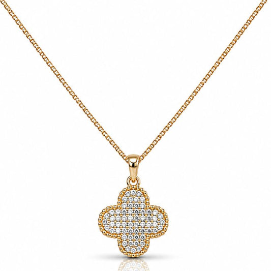 Pavé Clover Necklace Necklaces athenadesigns Gold Fill: NGCP48CLVR