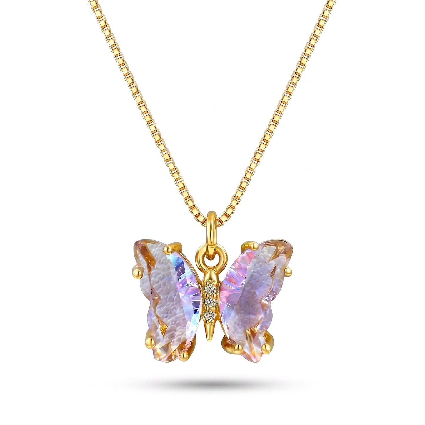Glass Butterfly Pendant Necklace Lilac Necklaces athenadesigns NGCP5BFLLC